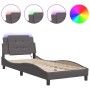 Bettgestell mit LED-Leuchten, graues Kunstleder, 100 x 200 cm von vidaXL, Betten und Lattenroste - Ref: Foro24-3214092, Preis...