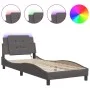 Estructura cama con luces LED cuero sintético gris 100x200 cm de vidaXL, Camas y somieres - Ref: Foro24-3214092, Precio: 141,...