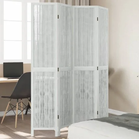White Paulownia solid wood 4-panel dividing screen by vidaXL, Room dividers - Ref: Foro24-358675, Price: 115,10 €, Discount: %