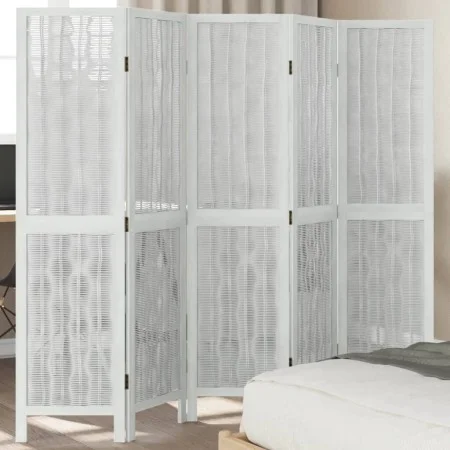 White Paulownia solid wood 5-panel dividing screen by vidaXL, Room dividers - Ref: Foro24-358677, Price: 121,17 €, Discount: %