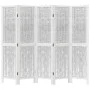 Biombo separador de 5 paneles madera maciza Paulownia blanco de vidaXL, Divisores de ambientes - Ref: Foro24-358677, Precio: ...