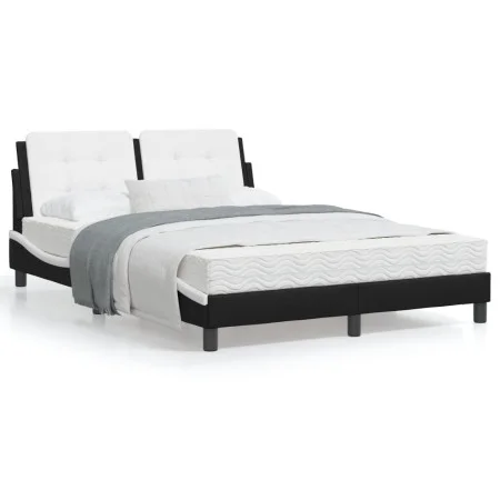 Bed frame with LED synthetic leather black white 120x200 cm by vidaXL, Beds and slatted bases - Ref: Foro24-3214101, Price: 1...