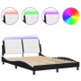 Bed frame with LED synthetic leather black white 120x200 cm by vidaXL, Beds and slatted bases - Ref: Foro24-3214101, Price: 2...