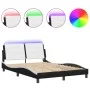 Bed frame with LED synthetic leather black white 120x200 cm by vidaXL, Beds and slatted bases - Ref: Foro24-3214101, Price: 1...