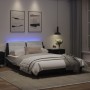 Estructura cama con LED cuero sintético negro blanco 120x200 cm