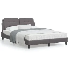 Bed frame with LED lights gray synthetic leather 120x200 cm by vidaXL, Beds and slatted bases - Ref: Foro24-3214099, Price: 1...