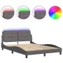 Bed frame with LED lights gray synthetic leather 120x200 cm by vidaXL, Beds and slatted bases - Ref: Foro24-3214099, Price: 1...