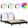 Bed frame with LED synthetic leather black white 140x200 cm by vidaXL, Beds and slatted bases - Ref: Foro24-3214115, Price: 1...