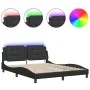 Bed frame with LED lights black PE leather 160x200 cm by vidaXL, Beds and slatted bases - Ref: Foro24-3214117, Price: 226,12 ...