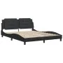 Bed frame with LED lights black PE leather 160x200 cm by vidaXL, Beds and slatted bases - Ref: Foro24-3214117, Price: 226,12 ...