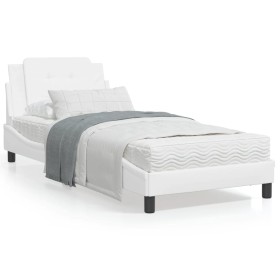 Bettgestell mit Kopfteil aus weißem Kunstleder 90x200cm von vidaXL, Betten und Lattenroste - Ref: Foro24-3208157, Preis: 140,...