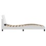 Bed frame with headboard white synthetic leather 90x200cm by vidaXL, Beds and slatted bases - Ref: Foro24-3208157, Price: 140...