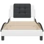 Estructura cama cabecero cuero sintético blanco negro 90x200 cm de vidaXL, Camas y somieres - Ref: Foro24-3208162, Precio: 13...