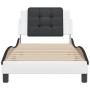 Estructura cama cabecero cuero sintético blanco negro 90x200 cm de vidaXL, Camas y somieres - Ref: Foro24-3208162, Precio: 13...