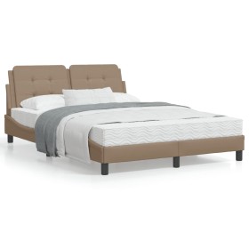 Estructura de cama cabecero cuero sintético capuchino 140x200cm