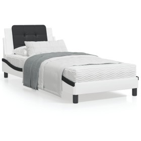 Cama con colchón cuero sintético blanco y negro 90x200 cm de vidaXL, Camas y somieres - Ref: Foro24-3208844, Precio: 265,55 €...