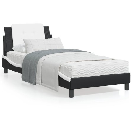 Bett mit schwarz-weißer Kunstledermatratze 100x200 cm von vidaXL, Betten und Lattenroste - Ref: Foro24-3208850, Preis: 252,44...
