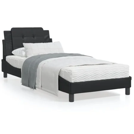 Bed with black synthetic leather mattress 90x200 cm by vidaXL, Beds and slatted bases - Ref: Foro24-3208838, Price: 273,71 €,...