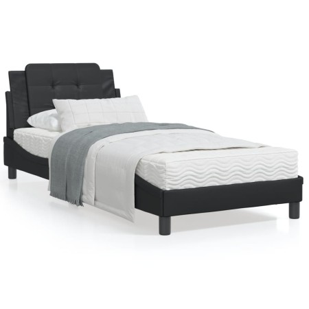 Bett mit schwarzer Kunstledermatratze 90x200 cm von vidaXL, Betten und Lattenroste - Ref: Foro24-3208838, Preis: 257,68 €, Ra...
