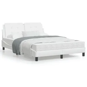 Bed with white synthetic leather mattress 140x200 cm by vidaXL, Beds and slatted bases - Ref: Foro24-3208867, Price: 409,46 €...