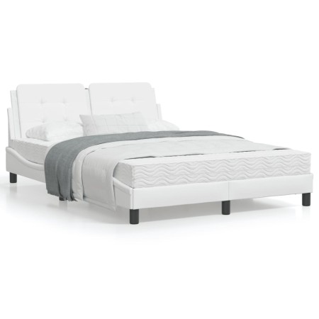 Bed with white synthetic leather mattress 140x200 cm by vidaXL, Beds and slatted bases - Ref: Foro24-3208867, Price: 407,92 €...