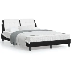 Bed with black and white synthetic leather mattress 140x200 cm by vidaXL, Beds and slatted bases - Ref: Foro24-3208871, Price...