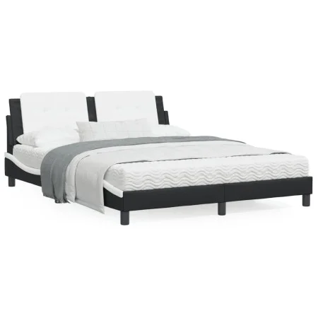 Bed with black and white synthetic leather mattress 160x200 cm by vidaXL, Beds and slatted bases - Ref: Foro24-3208878, Price...