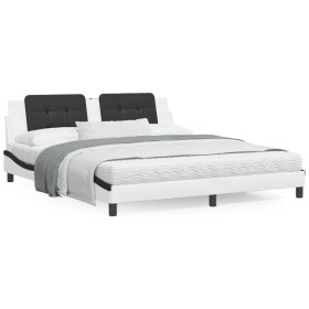 Bett mit schwarz-weißer Kunstledermatratze 180x200 cm von vidaXL, Betten und Lattenroste - Ref: Foro24-3208886, Preis: 427,34...