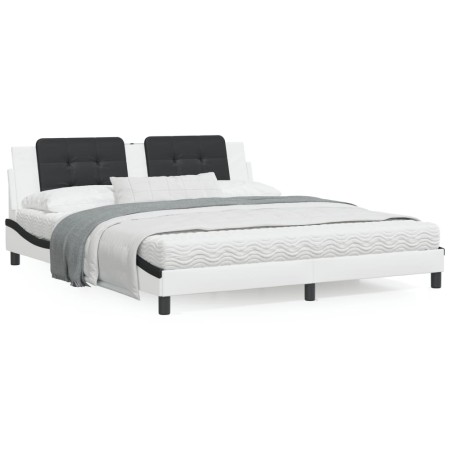 Bett mit schwarz-weißer Kunstledermatratze 180x200 cm von vidaXL, Betten und Lattenroste - Ref: Foro24-3208886, Preis: 427,34...