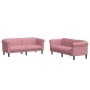 Juego de sofás 2 piezas terciopelo rosa
