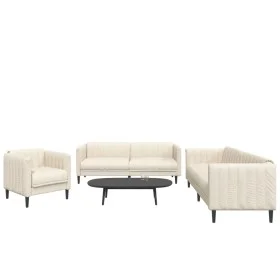 3-piece sofa set in cream fabric by vidaXL, Sofas - Ref: Foro24-3209236, Price: 852,78 €, Discount: %