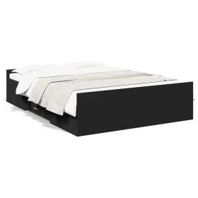 Black engineered wood bed with drawers 135x190 cm by vidaXL, Beds and slatted bases - Ref: Foro24-3280315, Price: 145,50 €, D...