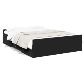 Black engineered wood bed with drawers 120x190 cm by vidaXL, Beds and slatted bases - Ref: Foro24-3280322, Price: 141,09 €, D...
