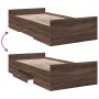 Oak brown engineered wood bed with drawers 100x200 cm by vidaXL, Beds and slatted bases - Ref: Foro24-3280334, Price: 149,58 ...