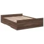 Oak brown engineered wood bed with drawers 135x190 cm by vidaXL, Beds and slatted bases - Ref: Foro24-3280320, Price: 143,51 ...