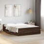 Cama con cajones madera de ingeniería marrón roble 135x190 cm de vidaXL, Camas y somieres - Ref: Foro24-3280320, Precio: 145,...