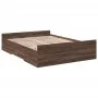 Oak brown engineered wood bed with drawers 135x190 cm by vidaXL, Beds and slatted bases - Ref: Foro24-3280320, Price: 143,51 ...