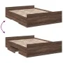 Oak brown engineered wood bed with drawers 135x190 cm by vidaXL, Beds and slatted bases - Ref: Foro24-3280320, Price: 143,51 ...