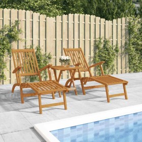 Sillas de jardín con reposapiés 2 uds madera maciza de acacia