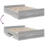 Sonoma gray engineered wood bed with drawers 160x200 cm by vidaXL, Beds and slatted bases - Ref: Foro24-3280284, Price: 154,8...