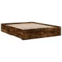 Smoked oak engineered wood bed with drawers 150x200 cm by vidaXL, Beds and slatted bases - Ref: Foro24-3280381, Price: 193,72...