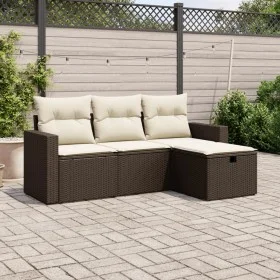 4-piece garden sofa set and brown synthetic rattan cushions by vidaXL, Garden sets - Ref: Foro24-3263449, Price: 263,07 €, Di...