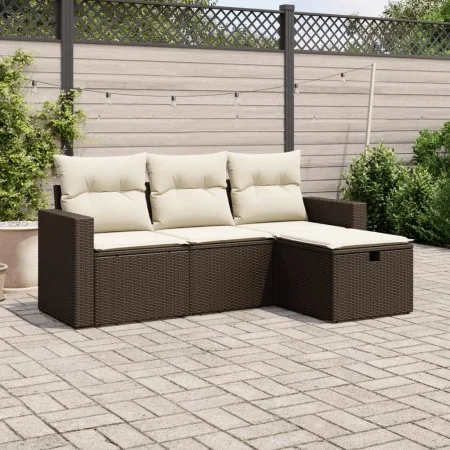 4-piece garden sofa set and brown synthetic rattan cushions by vidaXL, Garden sets - Ref: Foro24-3263449, Price: 263,07 €, Di...