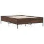 Estructura cama madera ingeniería metal marrón roble 120x190 cm de vidaXL, Camas y somieres - Ref: Foro24-3279821, Precio: 14...