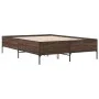 Estructura cama madera ingeniería metal marrón roble 120x190 cm de vidaXL, Camas y somieres - Ref: Foro24-3279821, Precio: 14...