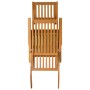 Silla de jardín con reposapiés y mesita madera maciza de acacia