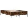 Engineered wood bed frame metal smoked oak 140x190cm by vidaXL, Beds and slatted bases - Ref: Foro24-3279809, Price: 139,55 €...