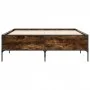Engineered wood bed frame metal smoked oak 140x190cm by vidaXL, Beds and slatted bases - Ref: Foro24-3279809, Price: 139,55 €...