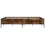 Engineered wood bed frame metal smoked oak 140x190cm by vidaXL, Beds and slatted bases - Ref: Foro24-3279809, Price: 139,55 €...
