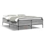 Sonoma gray metal engineered wood bed frame 160x200 cm by vidaXL, Beds and slatted bases - Ref: Foro24-3279790, Price: 152,19...